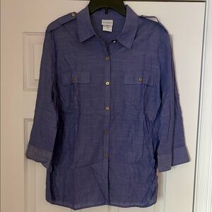 3/4 sleeve cotton button up shirt